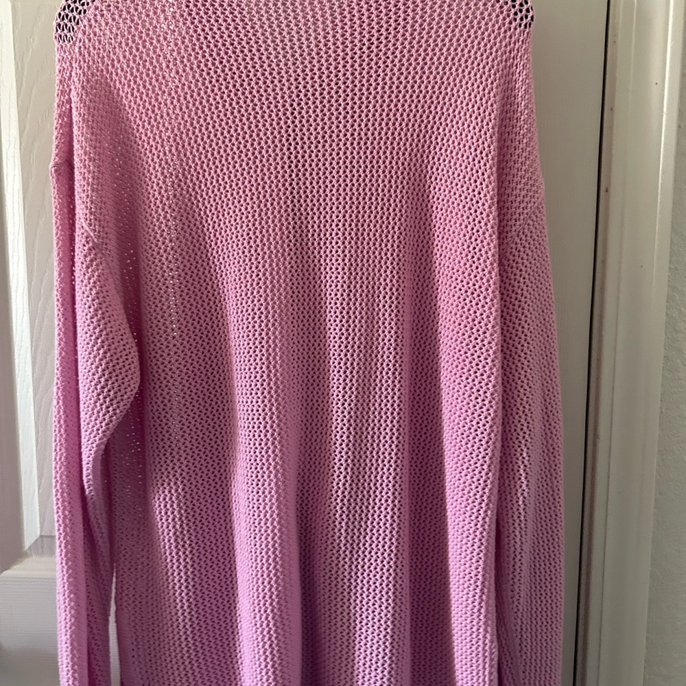 PINK Victoria's Secret Light Pink Open-Weave Collared Cardigan - Picture 4 of 6